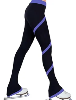 Figure Skating Pants Women's Girls' Ice Skating Tights Leggings Dark Pink White Pink Fleece Spandex High Elasticity Training Practice Competition Skating Wear Thermal Warm Ice Skating Figure Skating