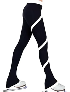 Figure Skating Pants Women's Girls' Ice Skating Tights Leggings Dark Pink White Pink Fleece Spandex High Elasticity Training Practice Competition Skating Wear Thermal Warm Ice Skating Figure Skating