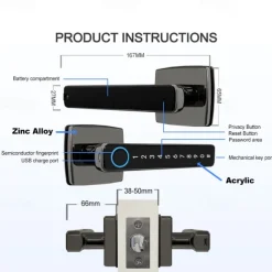 Fingerprint Password Lock Room Door Wooden Door Indoor Lock Smart Electronic Lock Office Home Bedroom Smart lock