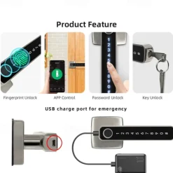 Fingerprint Password Lock Room Door Wooden Door Indoor Lock Smart Electronic Lock Office Home Bedroom Smart lock
