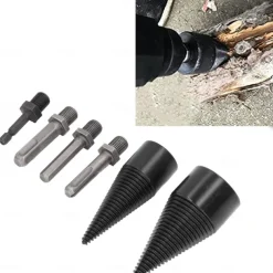 Firewood Log Splitter Splitting Drill Set 6pc Household Electric Split Cone Drill Woodworking 32-42mm Firewood Splitting Bit