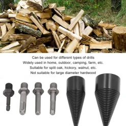 Firewood Log Splitter Splitting Drill Set 6pc Household Electric Split Cone Drill Woodworking 32-42mm Firewood Splitting Bit