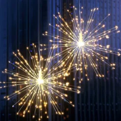 Firework Lights 150 LED Starburst Lights Copper Wire Lights 8 Modes Battery Operated Fairy Lights with Remote Warm White Hanging Christmas Lights for Party Patio Bedroom Decoration