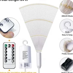 Firework Lights 150 LED Starburst Lights Copper Wire Lights 8 Modes Battery Operated Fairy Lights with Remote Warm White Hanging Christmas Lights for Party Patio Bedroom Decoration