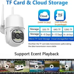 Five Lens HD 1080P/720P Wireless Speed Dome PTZ WiFi IP Camera Two-way Intercom Full Color Night Vision Motion Detection 5G Dual-band IP66 Waterproof Indoor and Outdoor Surveillance Camera