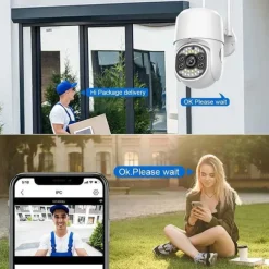 Five Lens HD 1080P/720P Wireless Speed Dome PTZ WiFi IP Camera Two-way Intercom Full Color Night Vision Motion Detection 5G Dual-band IP66 Waterproof Indoor and Outdoor Surveillance Camera