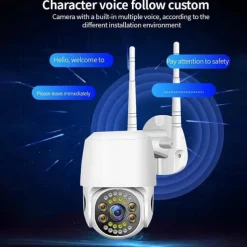 Five Lens HD 1080P/720P Wireless Speed Dome PTZ WiFi IP Camera Two-way Intercom Full Color Night Vision Motion Detection 5G Dual-band IP66 Waterproof Indoor and Outdoor Surveillance Camera