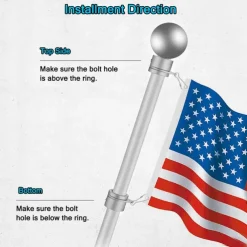 Flag Pole Rings, Aluminum Alloy Flagpole Rings 360°Rotating Anti Wrap Mounting Ring, Spinning Clips with Carabiner for 0.75-1.02 Inch Diameter Pack of 2