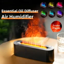Flame Aroma Diffuser Air Humidifier Ultrasonic Cool Mist Maker Fogger Led Essential Oil Diffuser 7-color Flame Humidifier