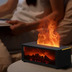 Flame Diffuser USB-Powered Simulated Flame Aroma Diffuser 7-Color Flame Oil Essential Aroma Diffuser with Remote