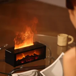 Flame Diffuser USB-Powered Simulated Flame Aroma Diffuser 7-Color Flame Oil Essential Aroma Diffuser with Remote