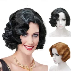 Flapper Wig 1920's Flapper Hairstyles Wig for Women Finger Wave Retro Style Short Synthetic Wig Cosplay Halloween Wigs