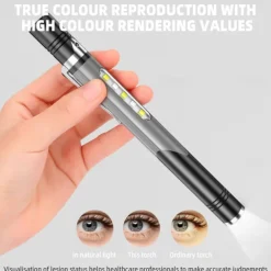 Flashlight Pen Light Professional Dual Light Source Rechargeable Lamp with Side Lights for Indoor and Outdoor Use