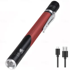 Flashlight Pen Light Professional Dual Light Source Rechargeable Lamp with Side Lights for Indoor and Outdoor Use