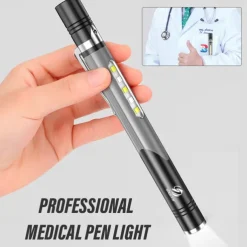 Flashlight Pen Light Professional Dual Light Source Rechargeable Lamp with Side Lights for Indoor and Outdoor Use