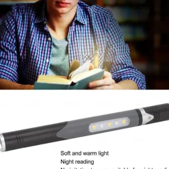 Flashlight Pen Light Professional Dual Light Source Rechargeable Lamp with Side Lights for Indoor and Outdoor Use