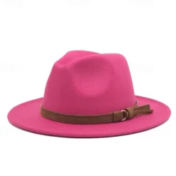 Flat Brim Wool Leather Ribbon Solid Fedoras Women Men Jazz Hat Spring Autumn Church Viking British Felt Hat Outdoor Casual Hat