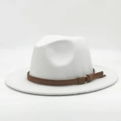 Flat Brim Wool Leather Ribbon Solid Fedoras Women Men Jazz Hat Spring Autumn Church Viking British Felt Hat Outdoor Casual Hat