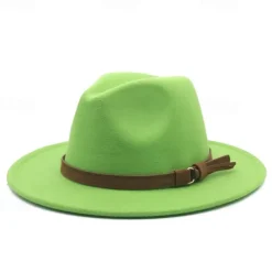 Flat Brim Wool Leather Ribbon Solid Fedoras Women Men Jazz Hat Spring Autumn Church Viking British Felt Hat Outdoor Casual Hat