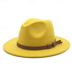 Flat Brim Wool Leather Ribbon Solid Fedoras Women Men Jazz Hat Spring Autumn Church Viking British Felt Hat Outdoor Casual Hat