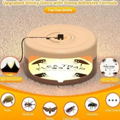 Flea Traps for Home – Indoor Pest Control Bed Bug Trap with 8 Sticky Discs, Non-Toxic and Safe for Pets and Kids