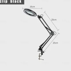Flexible Clamp-on Table Lamp with 8x Magnifier Glass Swing Arm Dimmable Illuminated Magnifier LEDs Desk Light 3 Color Modes Lamp