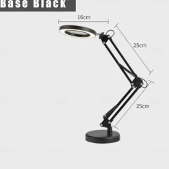 Flexible Clamp-on Table Lamp with 8x Magnifier Glass Swing Arm Dimmable Illuminated Magnifier LEDs Desk Light 3 Color Modes Lamp