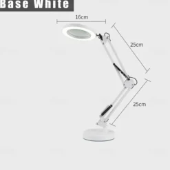 Flexible Clamp-on Table Lamp with 8x Magnifier Glass Swing Arm Dimmable Illuminated Magnifier LEDs Desk Light 3 Color Modes Lamp
