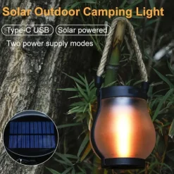 Flickering Flame Solar Lanterns, Dancing Flame Solar Lantern Outdoor Lights, Automatic Light Sensor, Waterproof Hanging Lantern for Pathway Yard Patio Porch Garden Decor