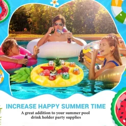 Floating Drink Holder for Pool, Floating Cabana Bar, Hot Tub Drink Holder for Adults, Inflatable Pool Accessories
