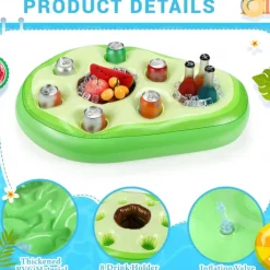 Floating Drink Holder for Pool, Floating Cabana Bar, Hot Tub Drink Holder for Adults, Inflatable Pool Accessories