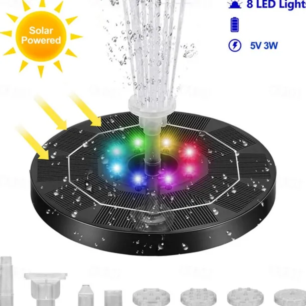 Floating Solar Bird Bath Water Fountain Lights Garden Waterfall Fountain Pond Solar Panel Powered Water Pump Garden Decoration