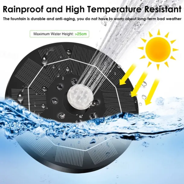 Floating Solar Bird Bath Water Fountain Lights Garden Waterfall Fountain Pond Solar Panel Powered Water Pump Garden Decoration