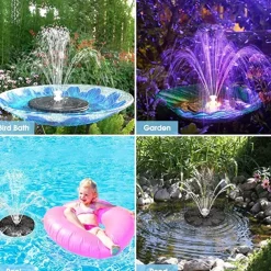 Floating Solar Bird Bath Water Fountain Lights Garden Waterfall Fountain Pond Solar Panel Powered Water Pump Garden Decoration