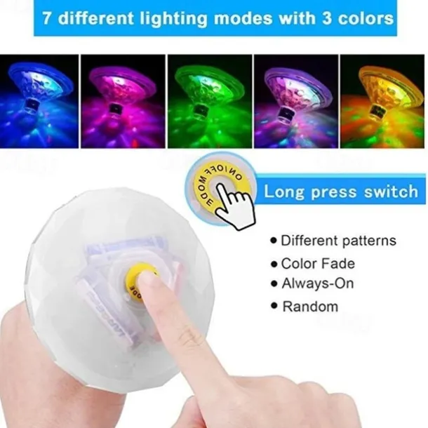 Floating Underwater Light RGB Submersible LED Disco Light Glow Show Swimming Pool Hot Tub Spa Atmosphere Decor Lamp Bath Light