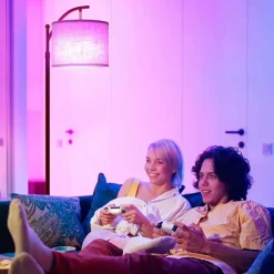 Floor Lamp Multi Functional Living Room Optional Intelligent WIFI RGBCW Bulb and Adjustable Lever 60-71 inch High Gray Linen Lamp Bedroom Sun Shade Vertical Lamp