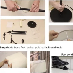 Floor Lamp Multi Functional Living Room Optional Intelligent WIFI RGBCW Bulb and Adjustable Lever 60-71 inch High Gray Linen Lamp Bedroom Sun Shade Vertical Lamp