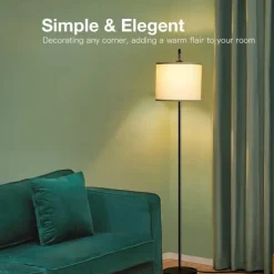 Floor Lamp Multi Functional Living Room Optional Intelligent WIFI RGBCW Bulb and Adjustable Lever 60-71 inch High Gray Linen Lamp Bedroom Sun Shade Vertical Lamp