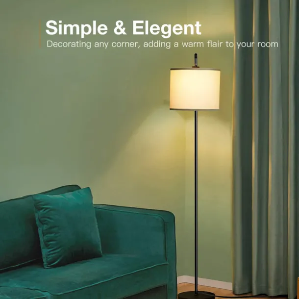Floor Lamp Multi Functional Living Room Optional Intelligent WIFI RGBCW Bulb and Adjustable Lever 60-71 inch High Gray Linen Lamp Bedroom Sun Shade Vertical Lamp