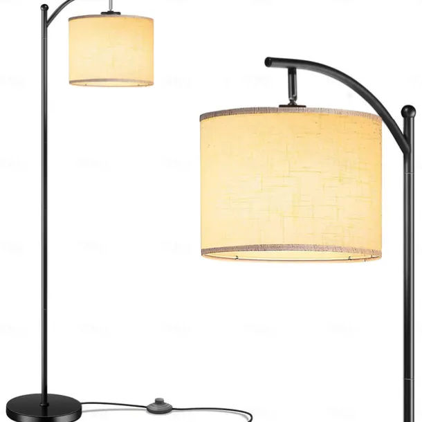 Floor Lamp Multi Functional Living Room Optional Intelligent WIFI RGBCW Bulb and Adjustable Lever 60-71 inch High Gray Linen Lamp Bedroom Sun Shade Vertical Lamp