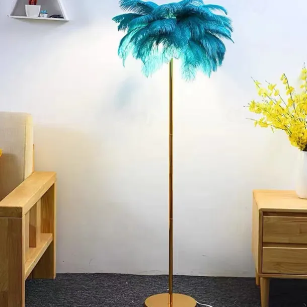 Floor Light Standing Reading Lamp Modern Ostrich Feather Gold Floor Lamp Metal Bronze Nordic Standing Lamp Villa Hotel Decor Lighting Bedroom Bedside Floor Lamp Christmas gift