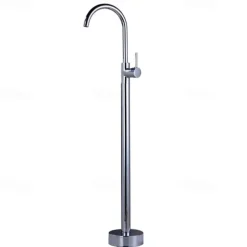 Floor Mount Standing Bathtub Faucet, 360° Swivel Freestanding Tub Filler Mixer Tap Brass Spout High Flow Shower Faucets