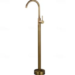 Floor Mount Standing Bathtub Faucet, 360° Swivel Freestanding Tub Filler Mixer Tap Brass Spout High Flow Shower Faucets