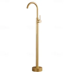 Floor Mount Standing Bathtub Faucet, 360° Swivel Freestanding Tub Filler Mixer Tap Brass Spout High Flow Shower Faucets