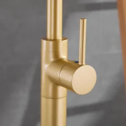 Floor Mount Standing Bathtub Faucet, 360° Swivel Freestanding Tub Filler Mixer Tap Brass Spout High Flow Shower Faucets