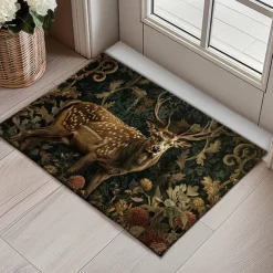 Floral Deer Doormat Kitchen Mat Floor Mat Non-Slip Area Rug Oil Proof Rug Indoor Outdoor Mat Bedroom Decor Bathroom Mat Entrance Rug