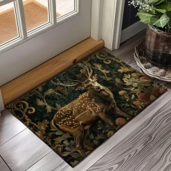Floral Deer Doormat Kitchen Mat Floor Mat Non-Slip Area Rug Oil Proof Rug Indoor Outdoor Mat Bedroom Decor Bathroom Mat Entrance Rug