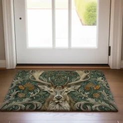 Floral Deer Doormat Kitchen Mat Floor Mat Non-Slip Area Rug Oil Proof Rug Indoor Outdoor Mat Bedroom Decor Bathroom Mat Entrance Rug