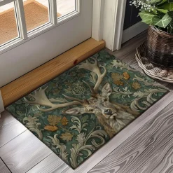 Floral Deer Doormat Kitchen Mat Floor Mat Non-Slip Area Rug Oil Proof Rug Indoor Outdoor Mat Bedroom Decor Bathroom Mat Entrance Rug