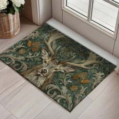 Floral Deer Doormat Kitchen Mat Floor Mat Non-Slip Area Rug Oil Proof Rug Indoor Outdoor Mat Bedroom Decor Bathroom Mat Entrance Rug